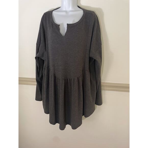Arula Dresses & Skirts - Arula Altar’d State Long Sleeve Waffle Knit Mini Dress Size 3X Comfort Stretch
